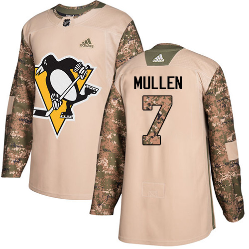 Adidas Penguins #7 Joe Mullen Camo Authentic Veterans Day Stitched NHL Jersey - Click Image to Close